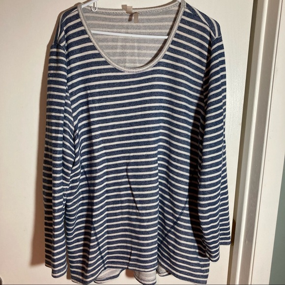 silverware Tops - Navy and white Striped Sweatshirt